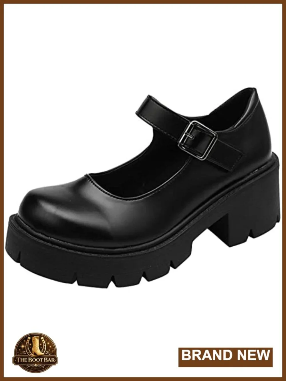 Women's Gothic Lolita Platform Mary Janes Chunky Heel Ankle Strap Uniform Dress
